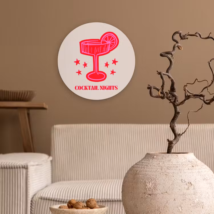 Glasbild Rund - Cocktail – Weihnachten – Beige – Rosa — 2