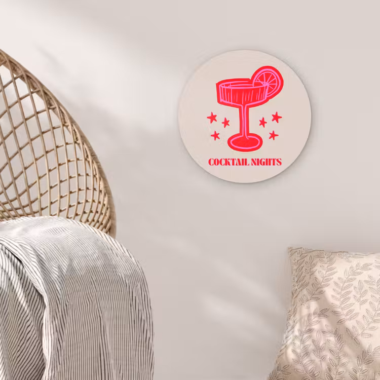 Glasbild Rund - Cocktail – Weihnachten – Beige – Rosa — 5