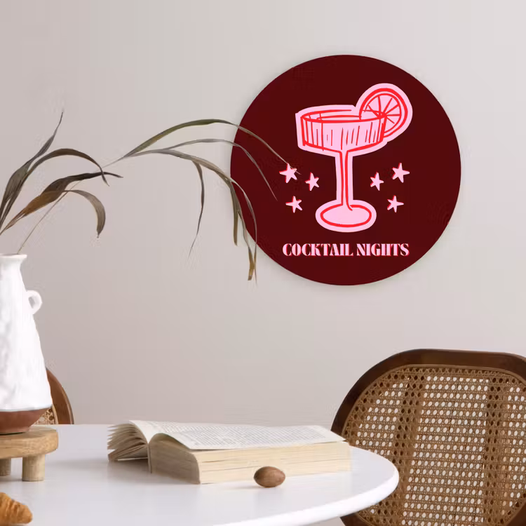 Glasbild Rund - Cocktail – Weihnachten – Burgunderrot – Rosa — 4