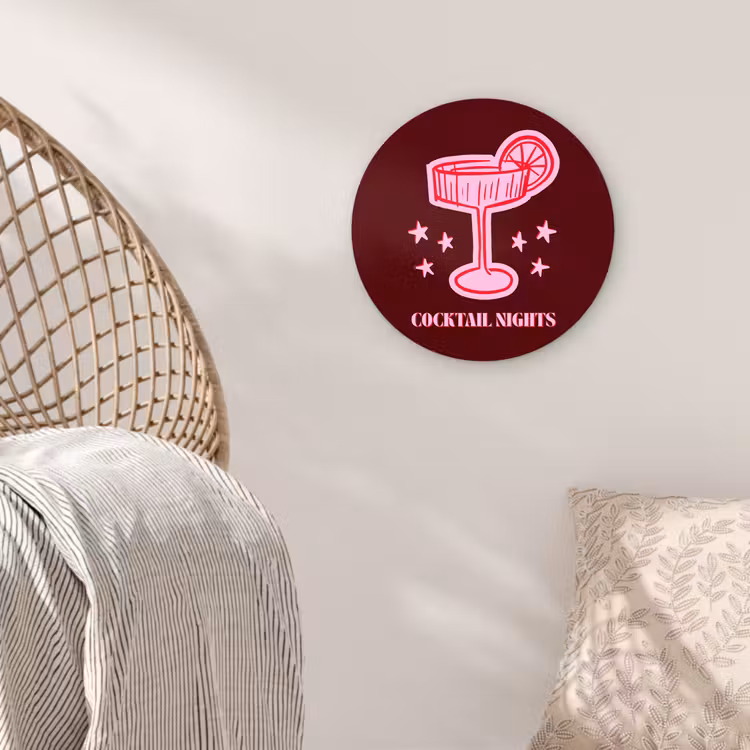 Glasbild Rund - Cocktail – Weihnachten – Burgunderrot – Rosa — 5