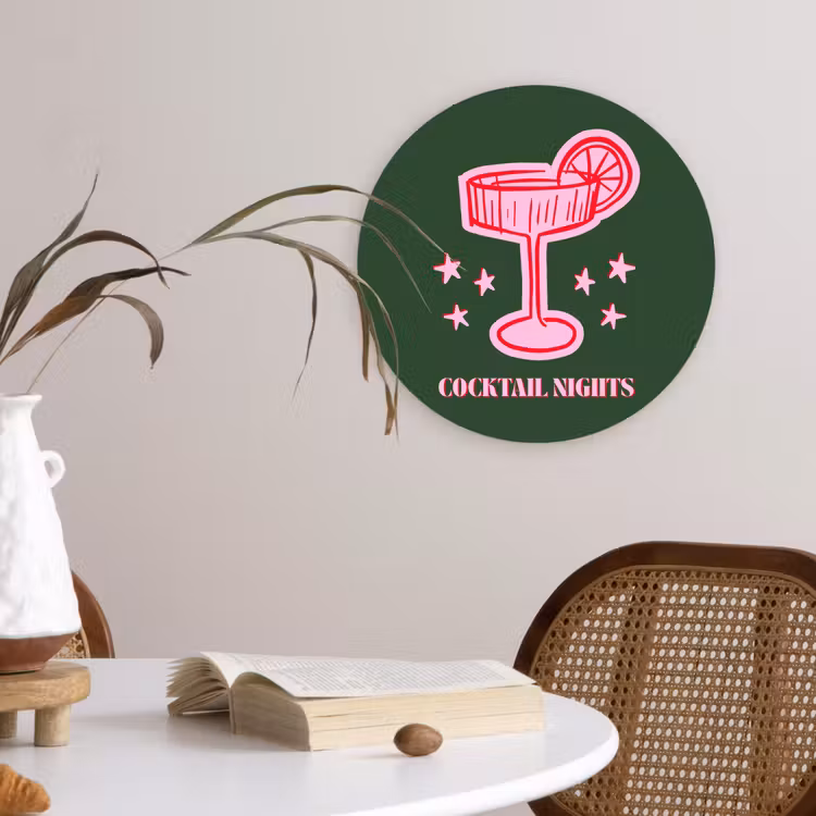 Glasbild Rund - Cocktail – Weihnachten – Rosa – Grün — 4