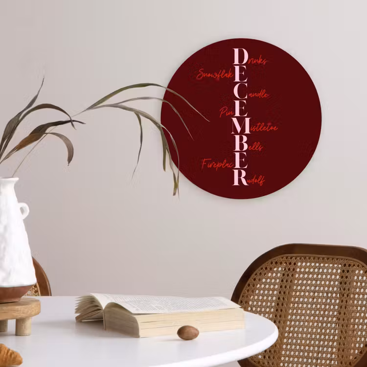 Glasbild Rund - Dezember – Text – Weihnachten – Burgund — 4