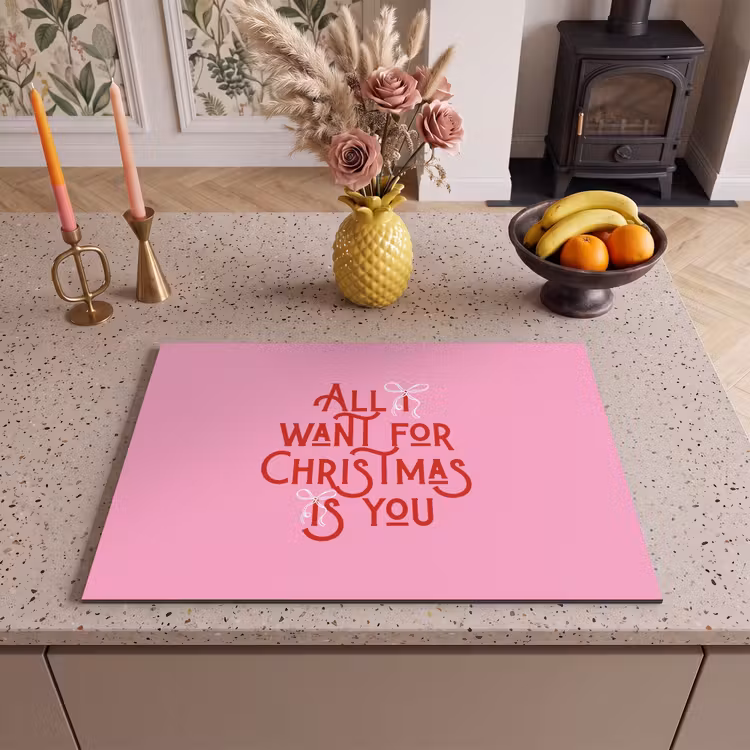 Herdabdeckplatte - Text – Weihnachten – Rosa – Rot — 2