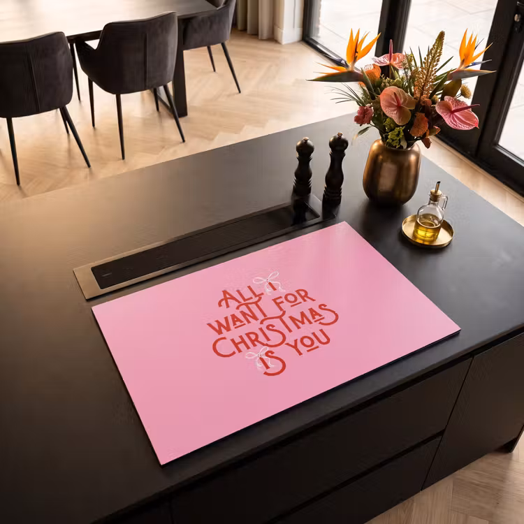 Herdabdeckplatte - Text – Weihnachten – Rosa – Rot — 5