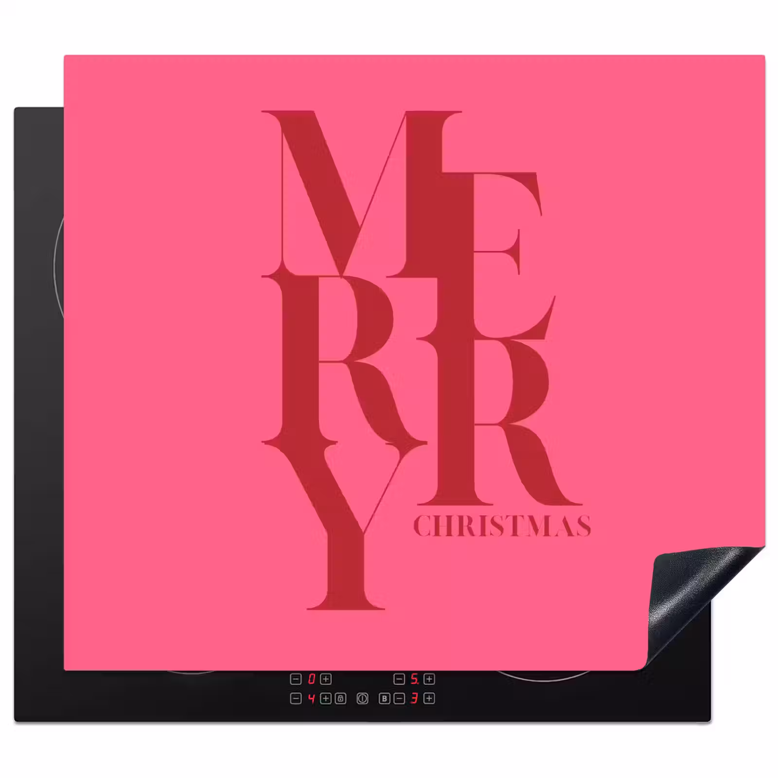 Herdabdeckplatte - Merry – Text – Weihnachten – Rosa — 1
