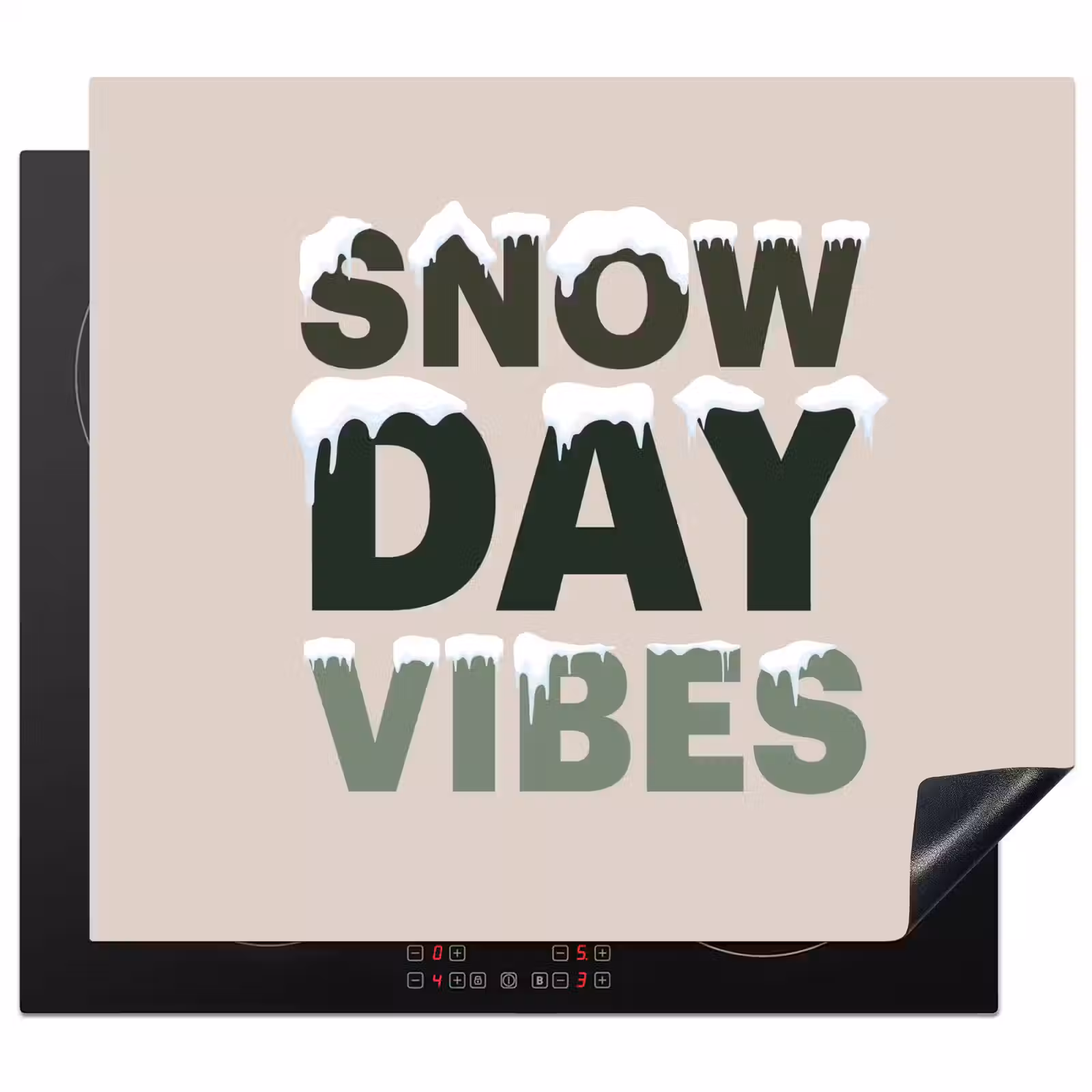 Herdabdeckplatte - Schnee – Text – Weihnachten – Beige — 1