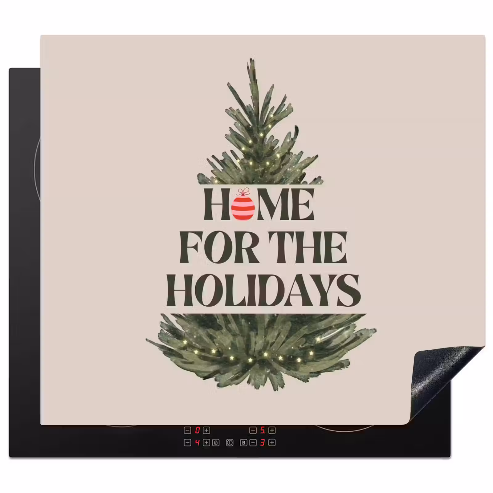 Herdabdeckplatte - Weihnachten – Text – Weihnachtsbaum – Beige — 1