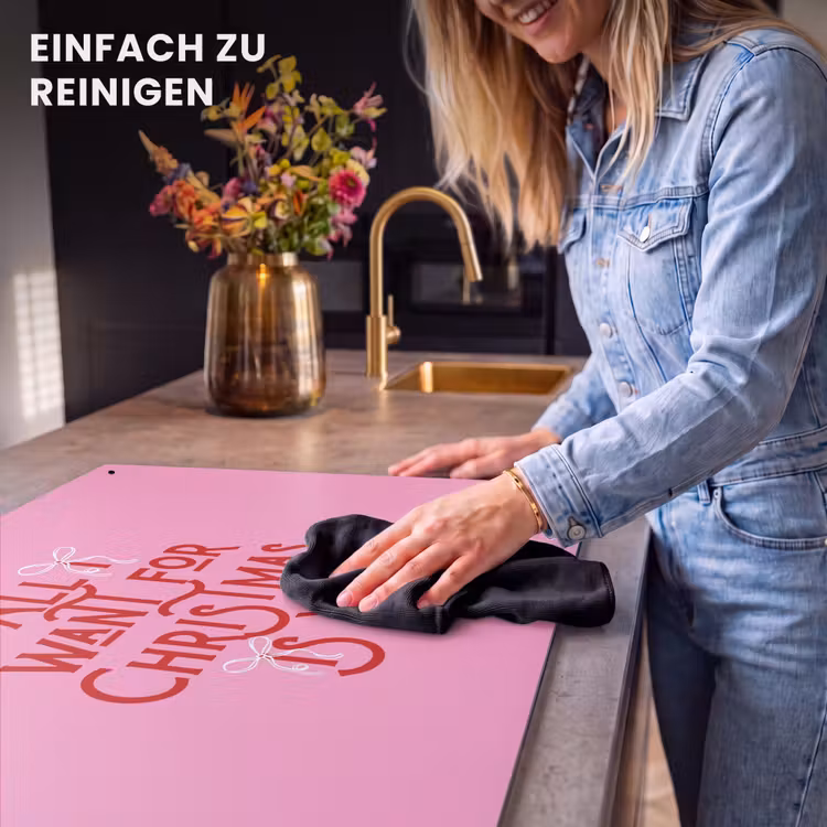 2-in-1 Herdabdeckplatte & Spritzschutz - Text – Weihnachten – Rosa – Rot — 5