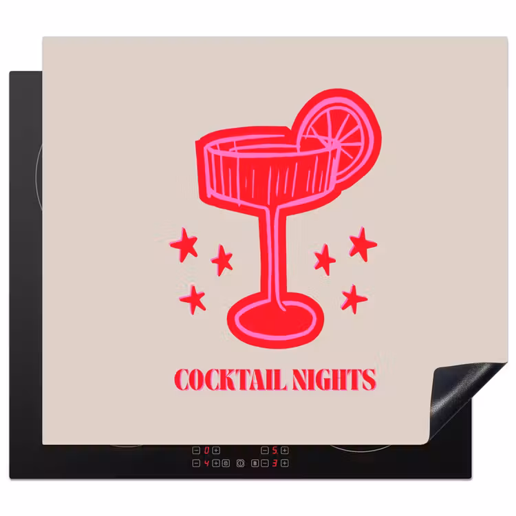 Herdabdeckplatte - Cocktail – Weihnachten – Beige – Rosa — 1