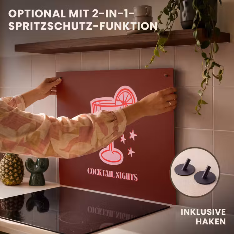 Herdabdeckplatte - Cocktail – Weihnachten – Burgunderrot – Rosa — 10