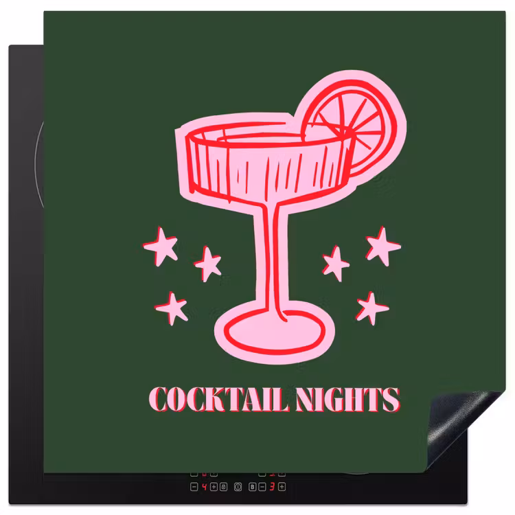 Herdabdeckplatte - Cocktail – Weihnachten – Rosa – Grün — 1
