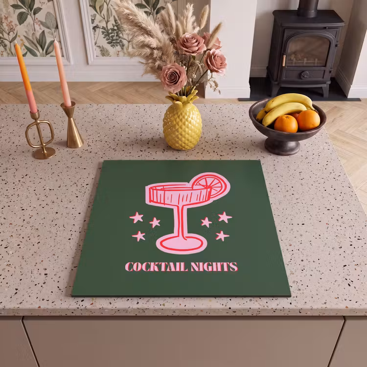 Herdabdeckplatte - Cocktail – Weihnachten – Rosa – Grün — 2