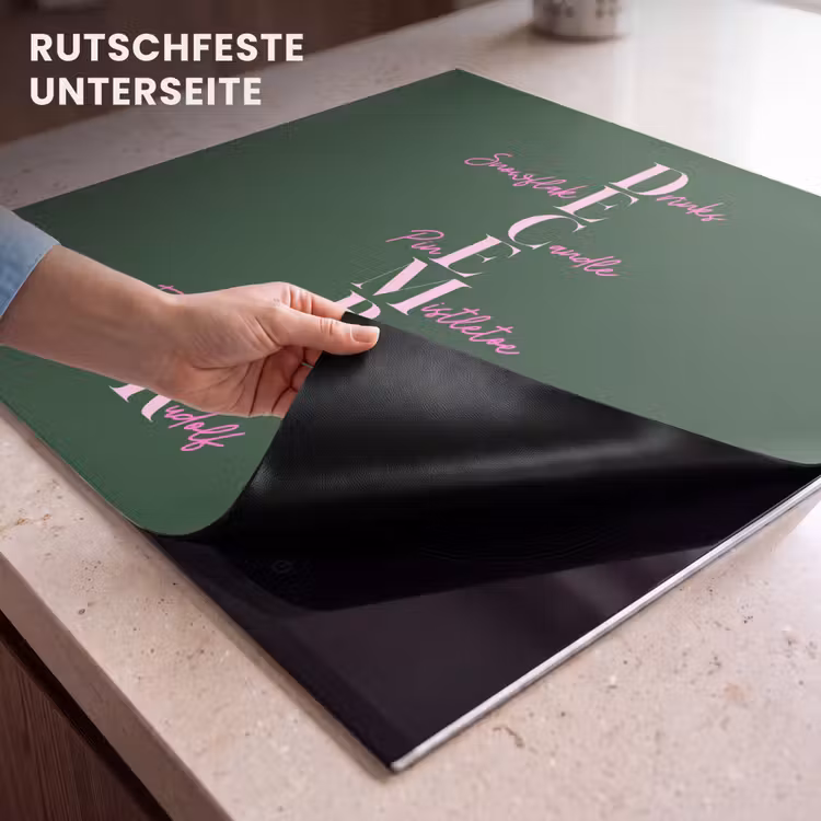Herdabdeckplatte - Dezember – Text – Weihnachten – Grün — 9