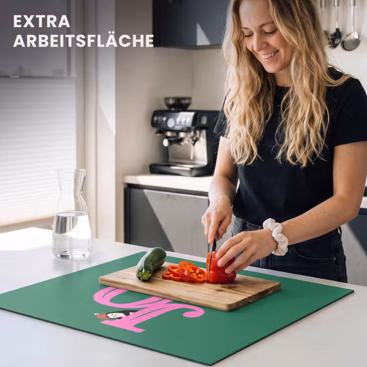 Herdabdeckplatte - Freude – Weihnachten – Animation – Rosa – Grün — 4