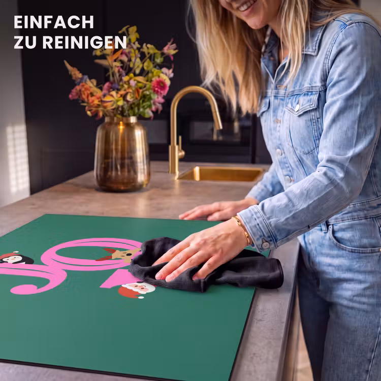 Herdabdeckplatte - Freude – Weihnachten – Animation – Rosa – Grün — 6