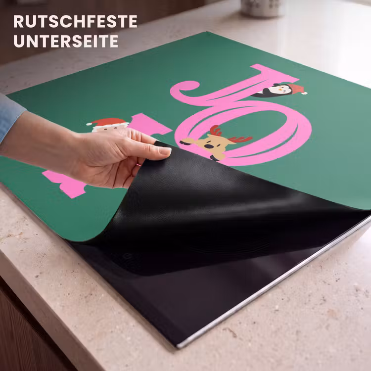 Herdabdeckplatte - Freude – Weihnachten – Animation – Rosa – Grün — 9