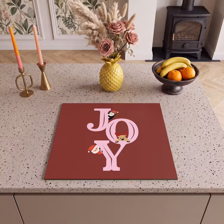 Herdabdeckplatte - Freude – Weihnachten – Animation – Rot – Rosa — 2