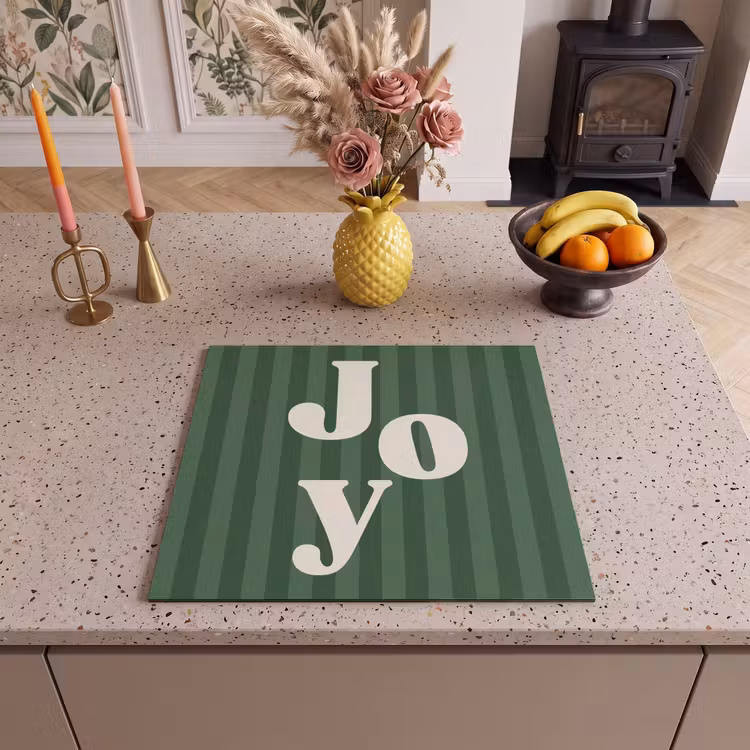 Herdabdeckplatte - Joy – Weihnachten – Text – Grün — 2