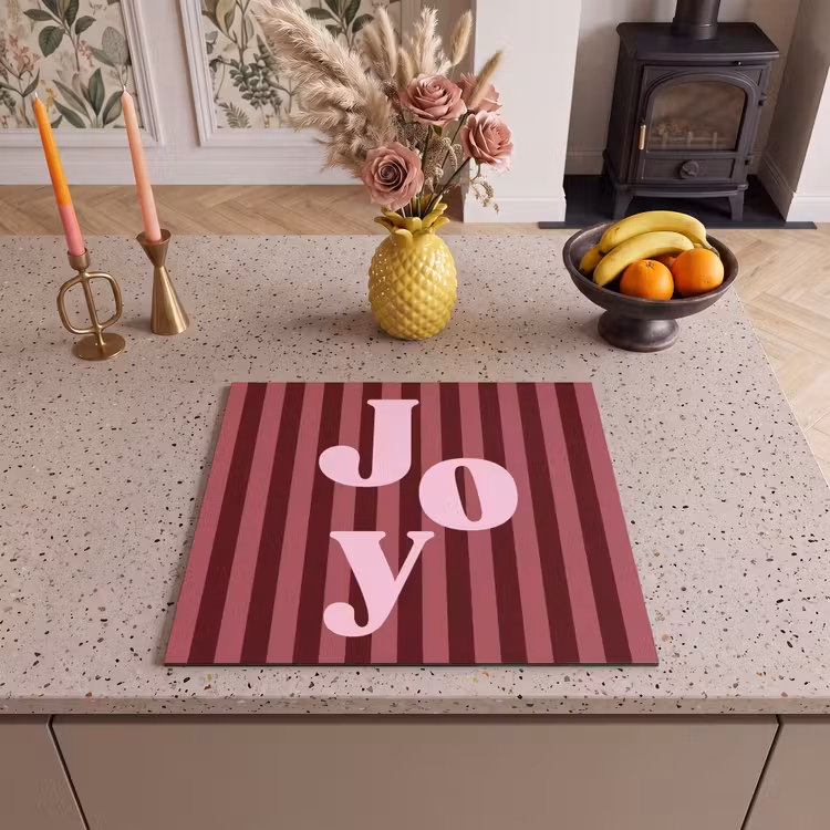 Herdabdeckplatte - Joy – Weihnachten – Text – Rosa — 2