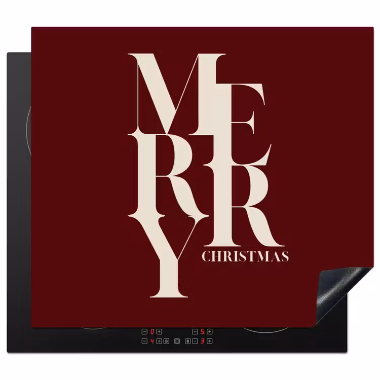 Herdabdeckplatte - Merry – Text – Dunkel – Rot — 1
