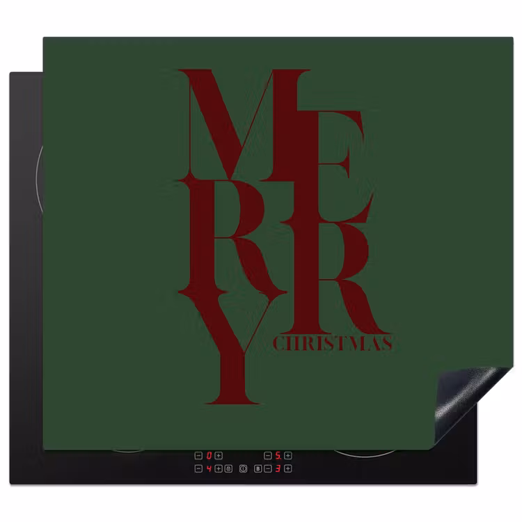Herdabdeckplatte - Merry – Text – Grün – Weihnachten — 1