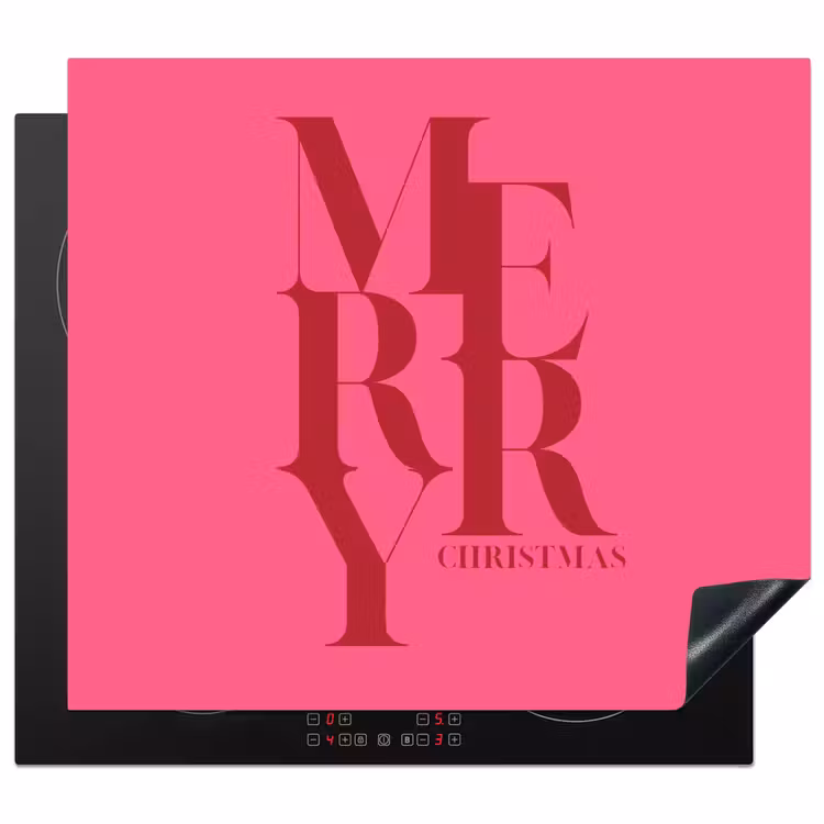 Herdabdeckplatte - Merry – Text – Weihnachten – Rosa — 1