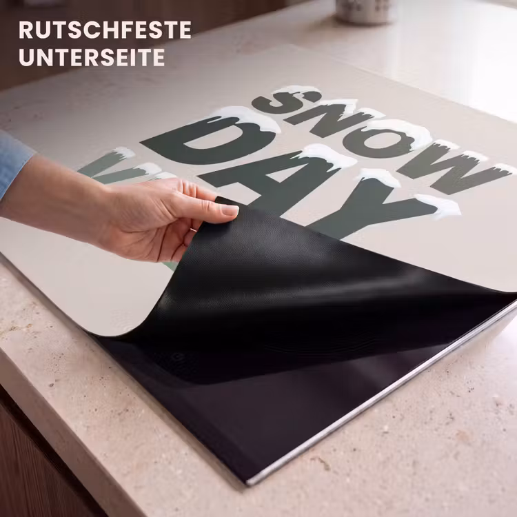 Herdabdeckplatte - Schnee – Text – Weihnachten – Beige — 9