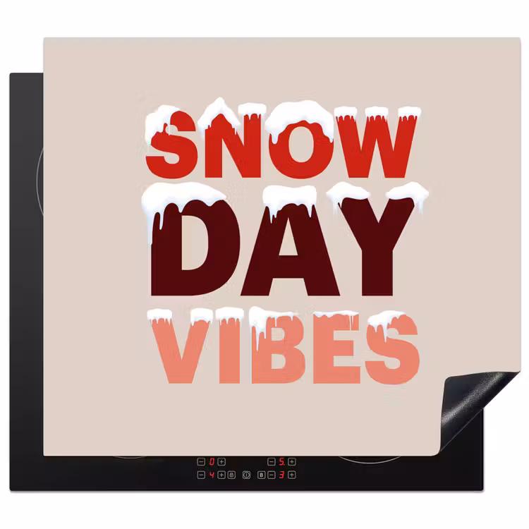 Herdabdeckplatte - Schnee – Weihnachten – Text – Rot — 1