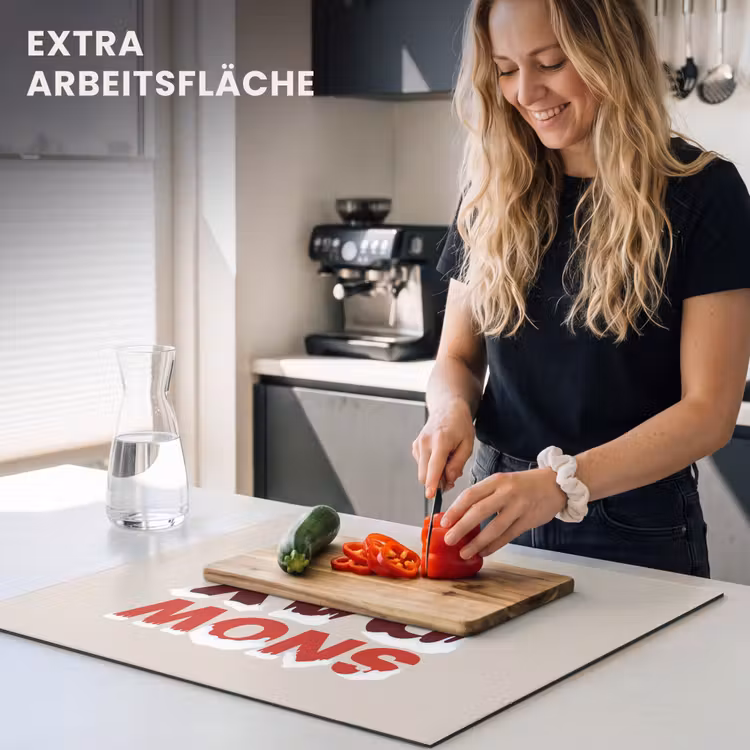 Herdabdeckplatte - Schnee – Weihnachten – Text – Rot — 4
