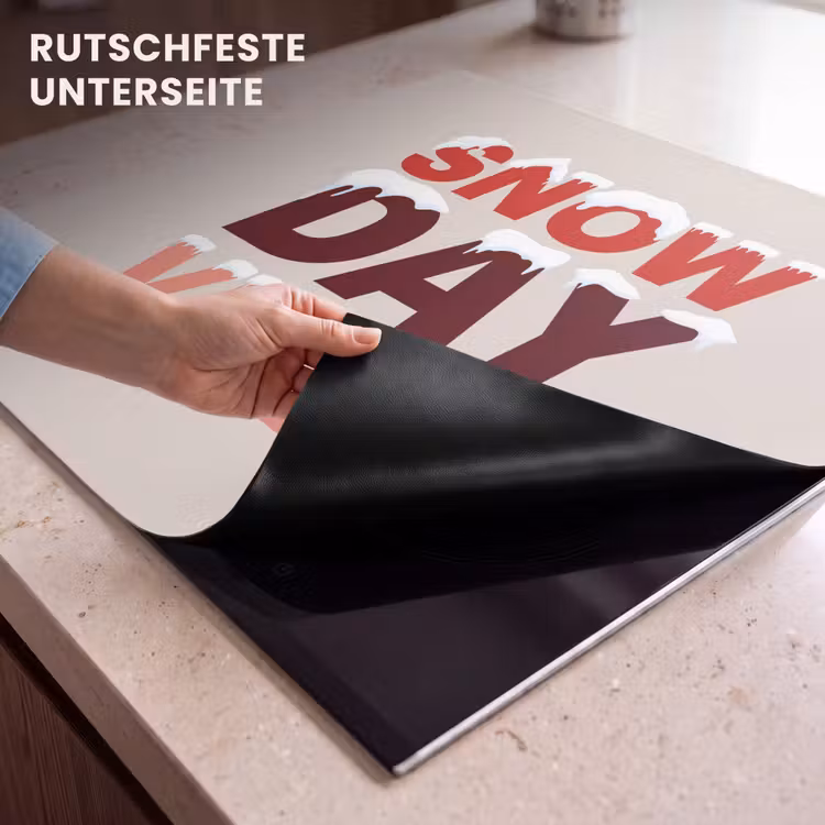 Herdabdeckplatte - Schnee – Weihnachten – Text – Rot — 9