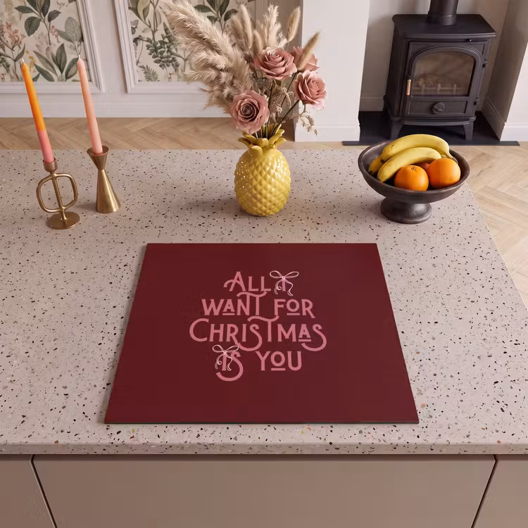 Herdabdeckplatte - Text – Weihnachten – Rot – Rosa — 2