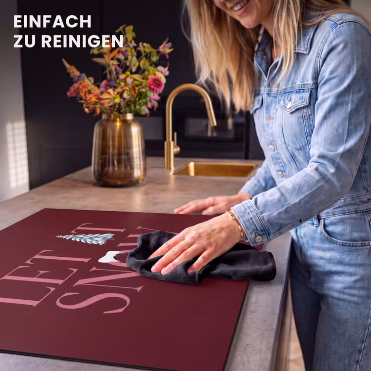 Herdabdeckplatte - Text – Weihnachten – Schnee – Rosa — 6