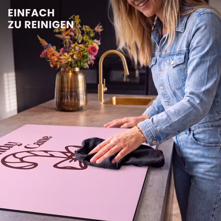 Herdabdeckplatte - Weihnachten – Süßigkeiten – Text – Braun – Rosa — 6