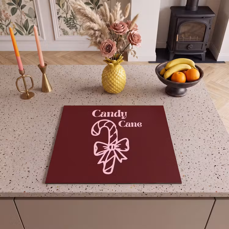 Herdabdeckplatte - Weihnachten – Süßigkeiten – Text – Rosa — 2