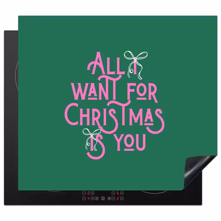 Herdabdeckplatte - Weihnachten – Text – Rosa – Grün — 1