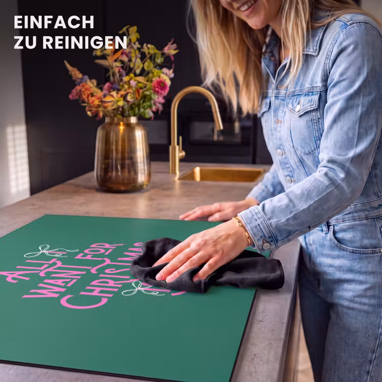 Herdabdeckplatte - Weihnachten – Text – Rosa – Grün — 6