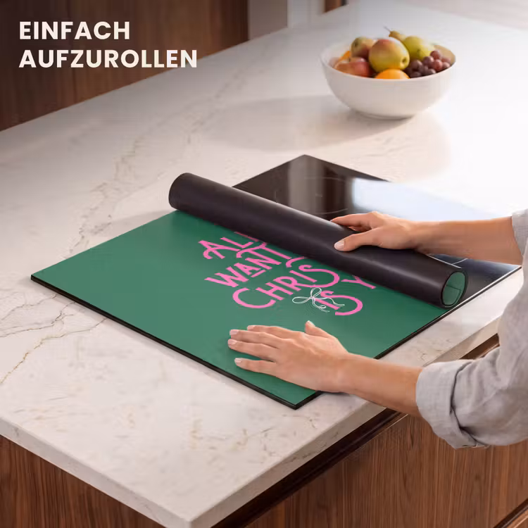Herdabdeckplatte - Weihnachten – Text – Rosa – Grün — 7