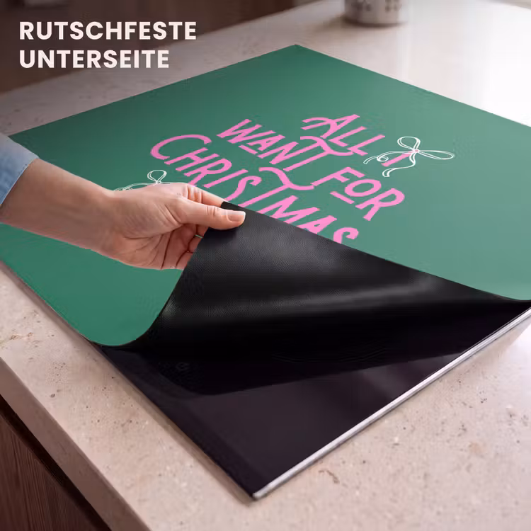 Herdabdeckplatte - Weihnachten – Text – Rosa – Grün — 9