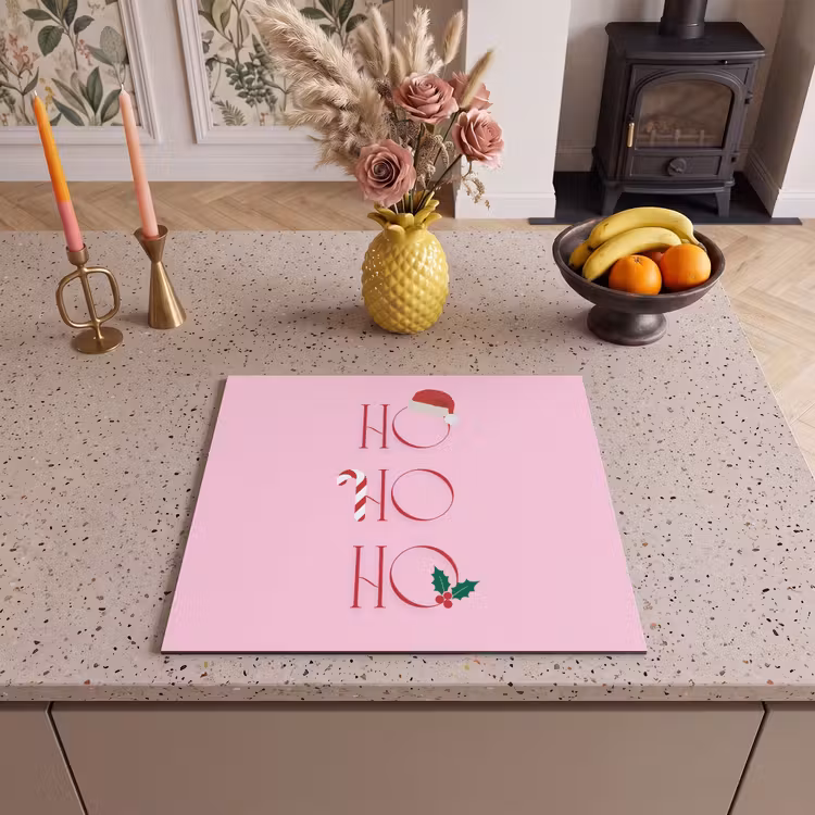 Herdabdeckplatte - Weihnachten – Text – Rosa – Illustration — 2