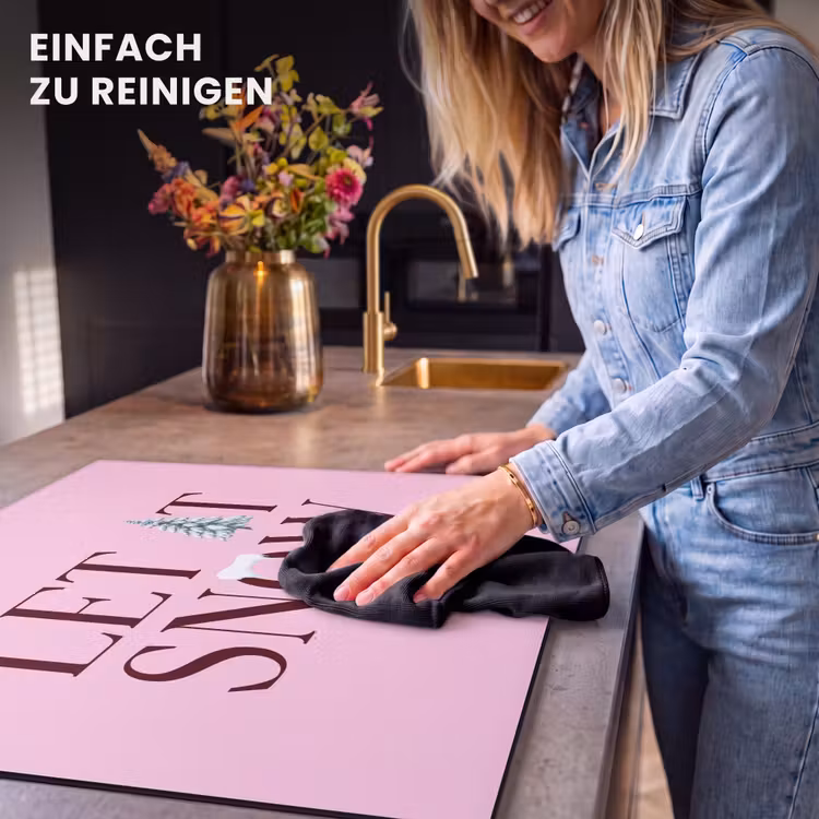 Herdabdeckplatte - Weihnachten – Text – Schnee – Rosa — 6