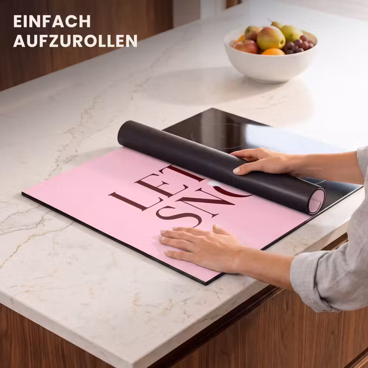 Herdabdeckplatte - Weihnachten – Text – Schnee – Rosa — 7