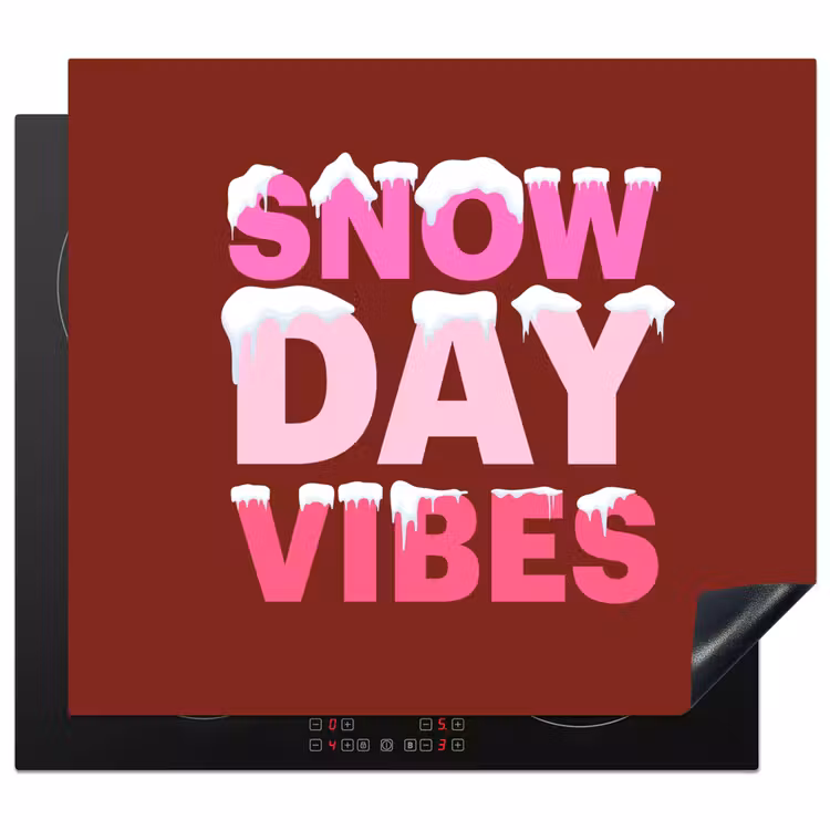 Herdabdeckplatte - Weihnachten – Text – Schnee – Rot – Rosa — 1