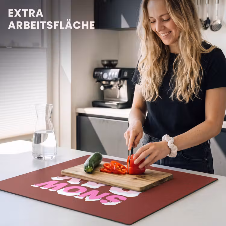 Herdabdeckplatte - Weihnachten – Text – Schnee – Rot – Rosa — 4