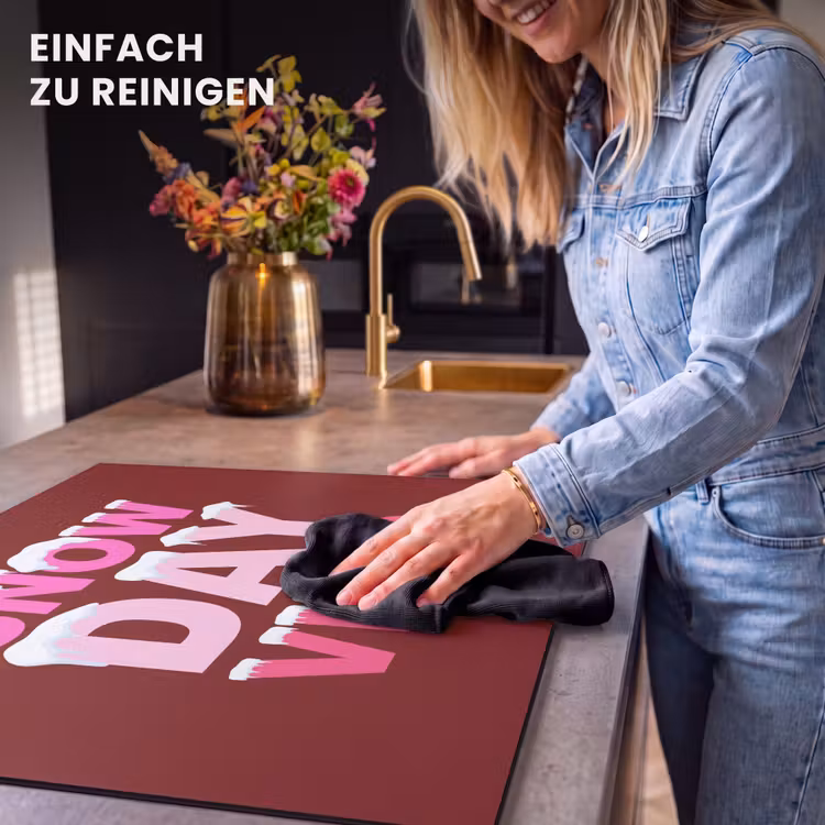 Herdabdeckplatte - Weihnachten – Text – Schnee – Rot – Rosa — 6