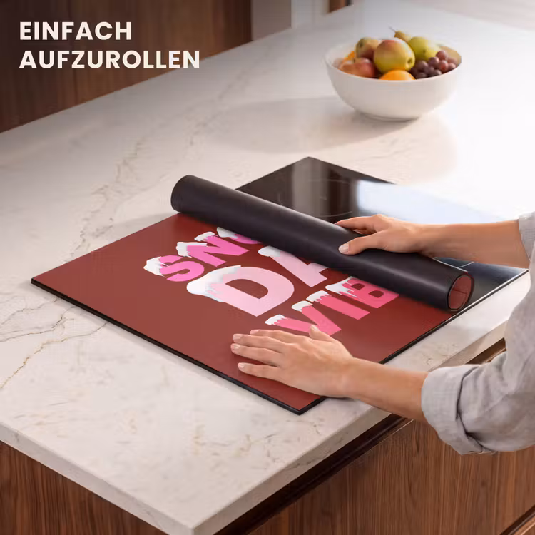 Herdabdeckplatte - Weihnachten – Text – Schnee – Rot – Rosa — 7