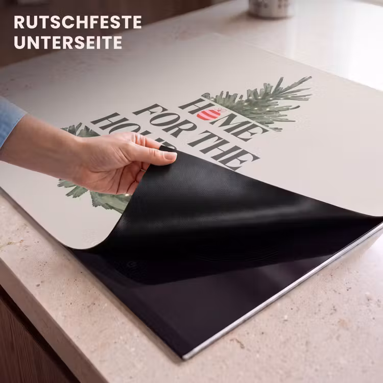 Herdabdeckplatte - Weihnachten – Text – Weihnachtsbaum – Beige — 9
