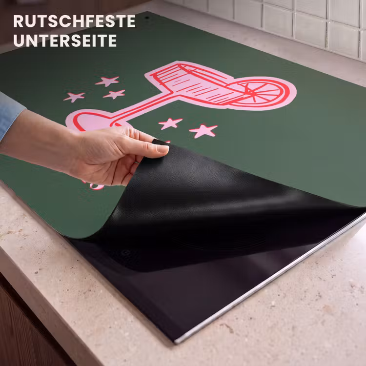 2-in-1 Herdabdeckplatte & Spritzschutz - Cocktail – Weihnachten – Rosa – Grün — 4