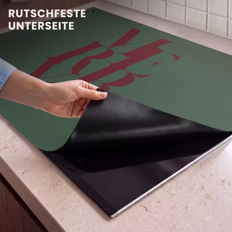 2-in-1 Herdabdeckplatte & Spritzschutz - Merry – Text – Grün – Weihnachten — 4