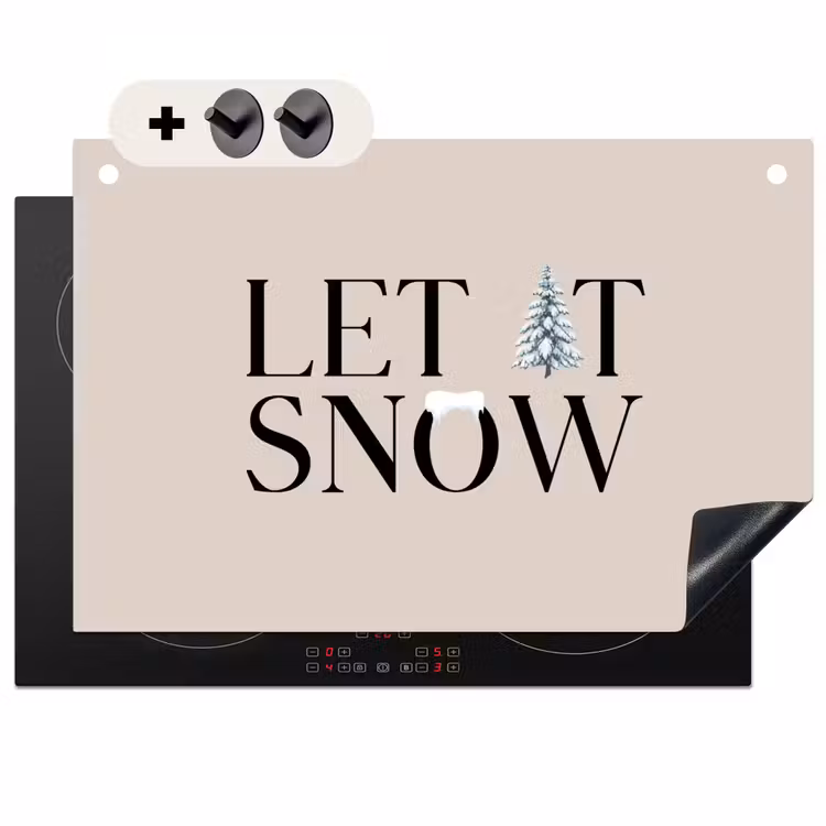 2-in-1 Herdabdeckplatte & Spritzschutz - Text – Weihnachten – Schnee — 1