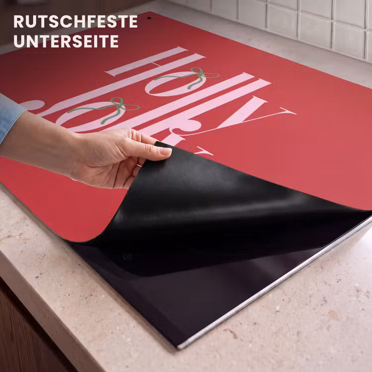 2-in-1 Herdabdeckplatte & Spritzschutz - Weihnachten – Rosa – Rot – Text — 4